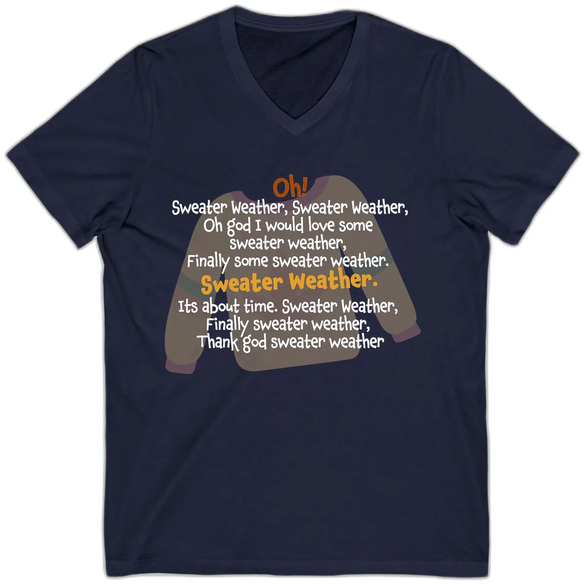 Sweater Weather Song Lyrics V-Neck in Navy