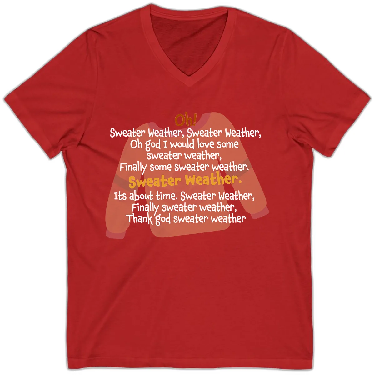 Sweater Weather Song Lyrics V-Neck in Red