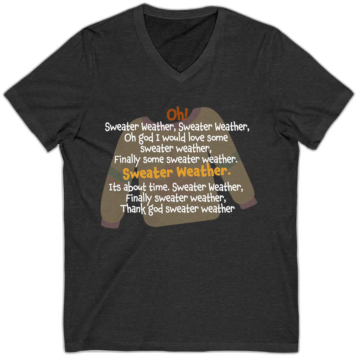 Sweater Weather Song Lyrics V-Neck in Dark Grey Heather