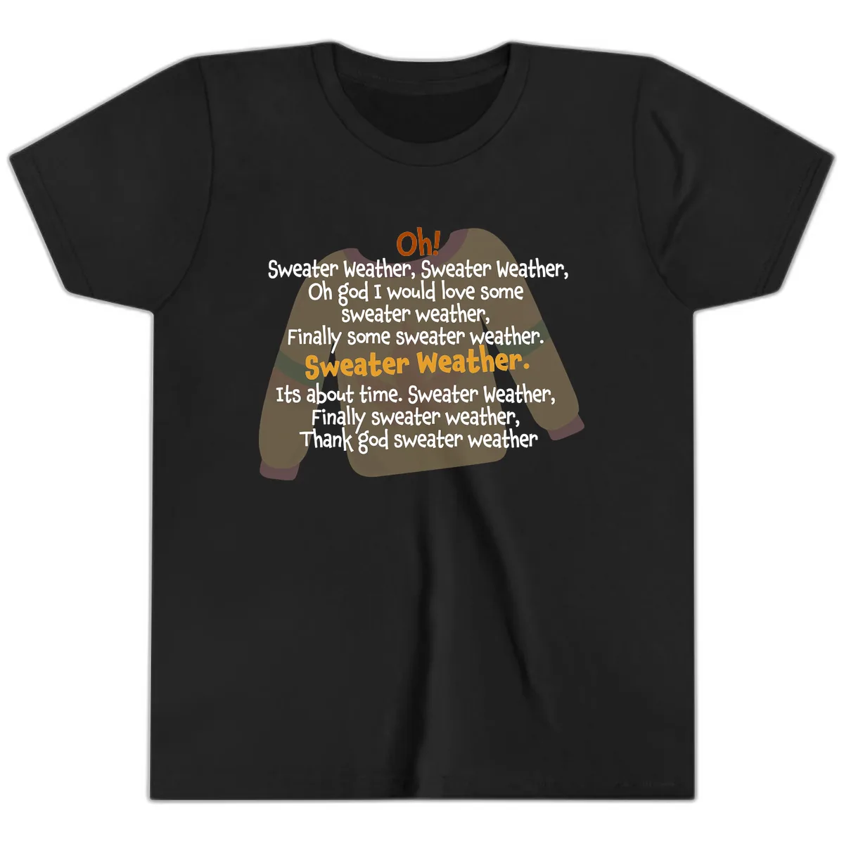 Sweater Weather Song Lyrics Youth T-Shirt in Black