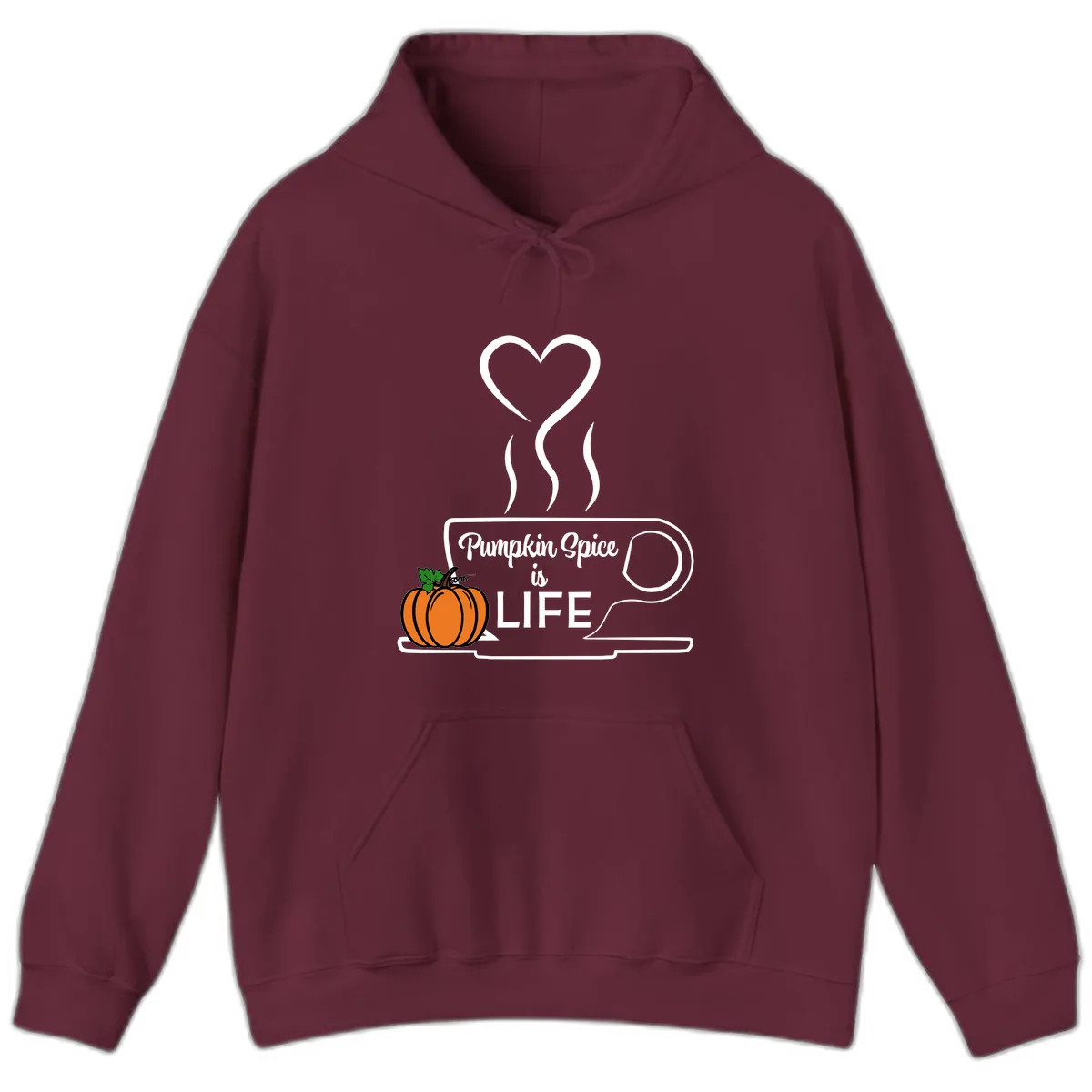 Pumpkin Spice Is Life Coffee Mug Hoodie in Maroon