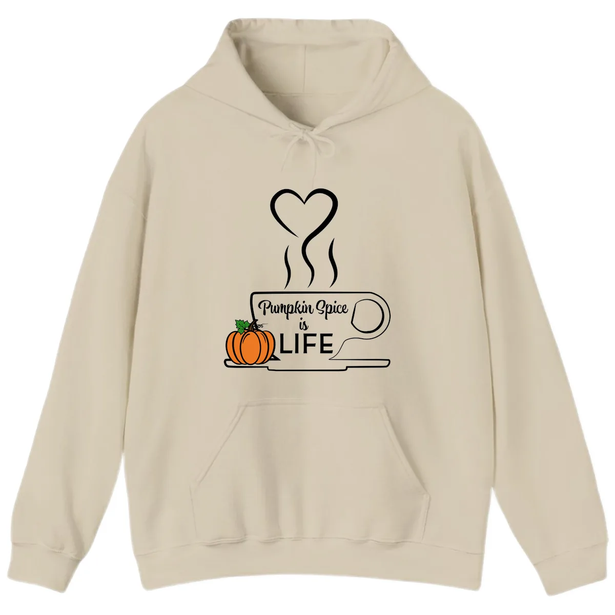 Pumpkin Spice Is Life Coffee Mug Hoodie in Sand