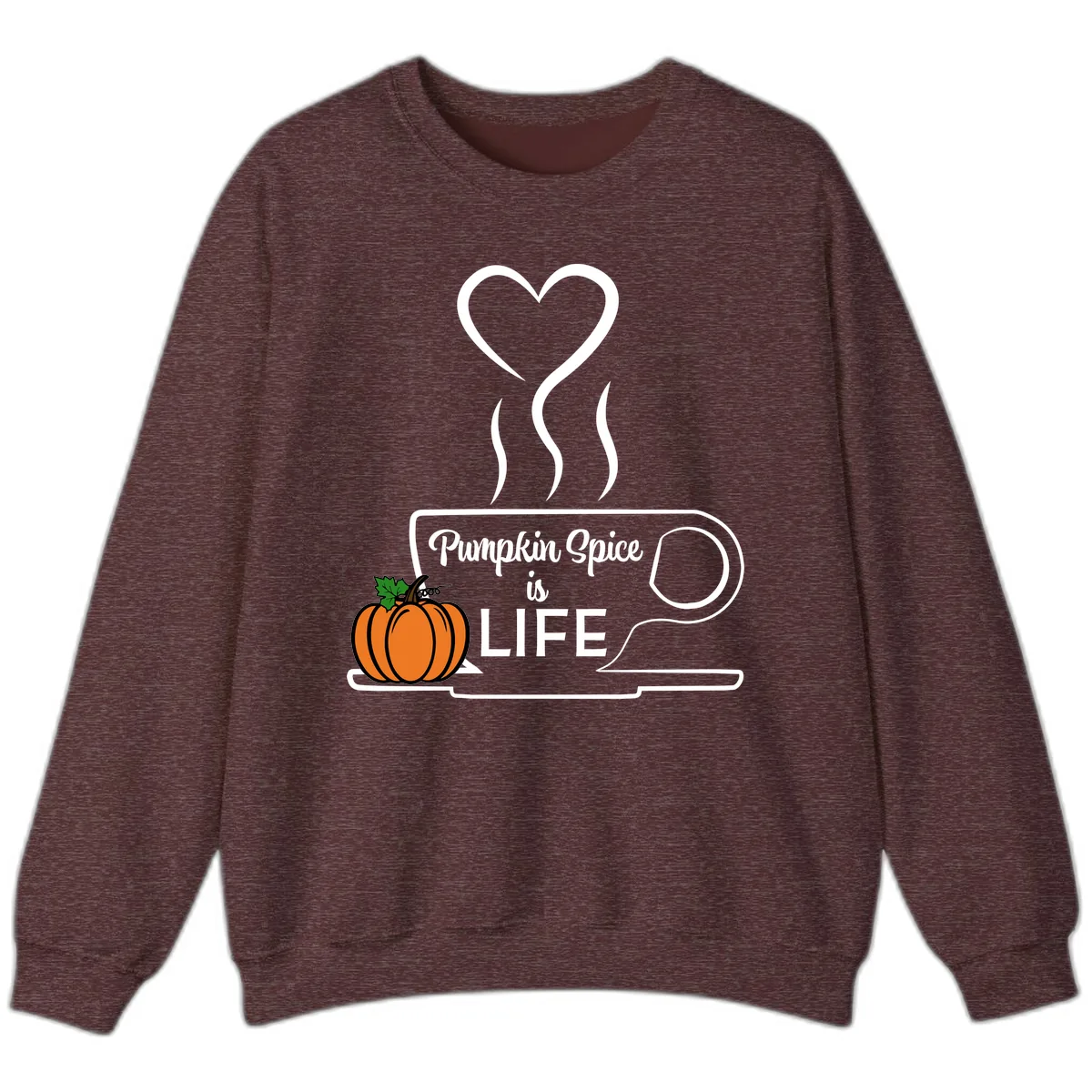 Pumpkin Spice Is Life Coffee Mug Sweatshirt in Heather Sport Dark Maroon
