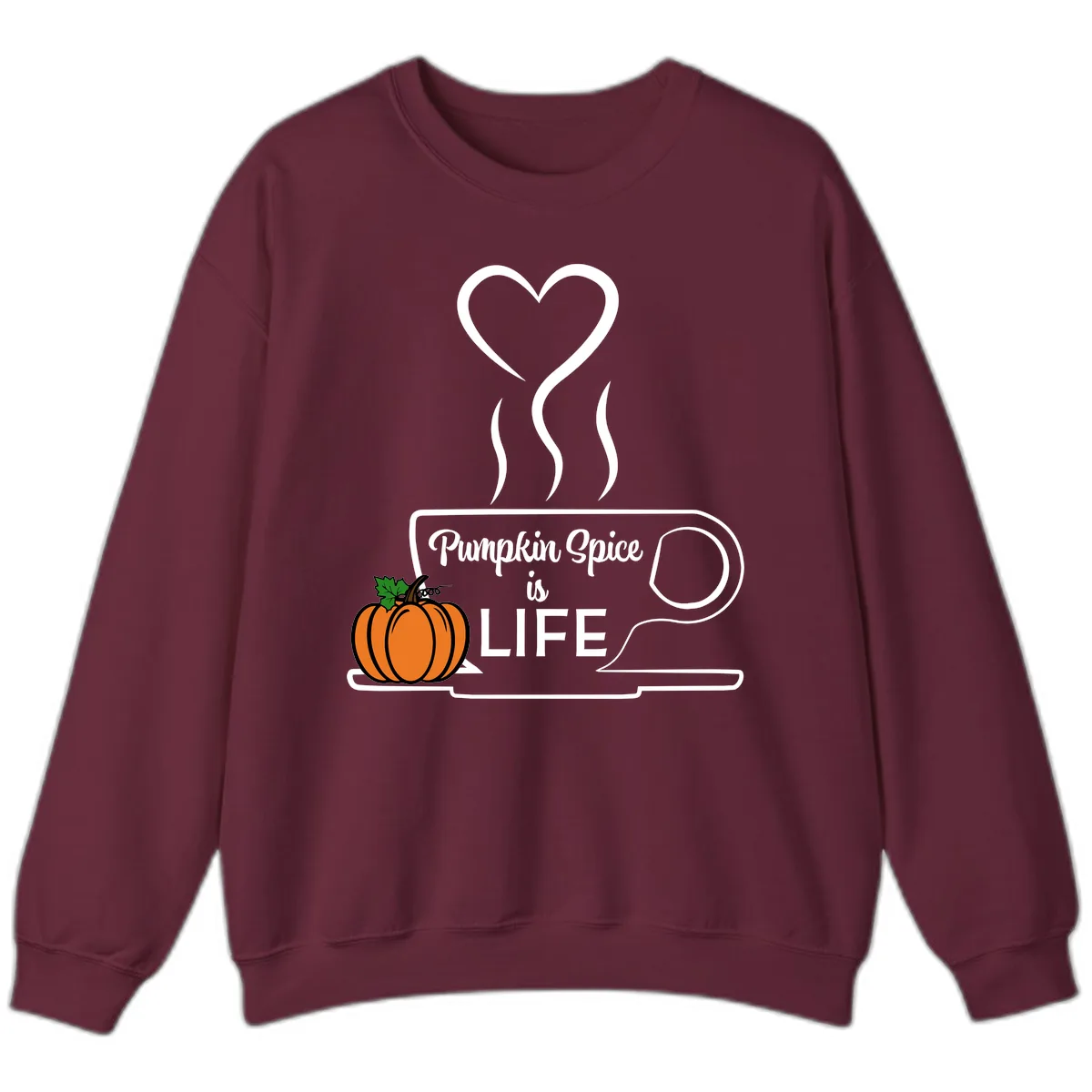 Pumpkin Spice Is Life Coffee Mug Sweatshirt in Maroon