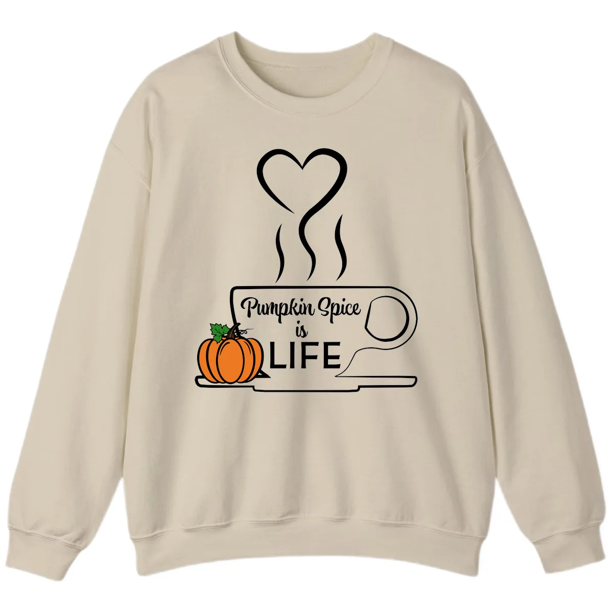 Pumpkin Spice Is Life Coffee Mug Sweatshirt in Sand