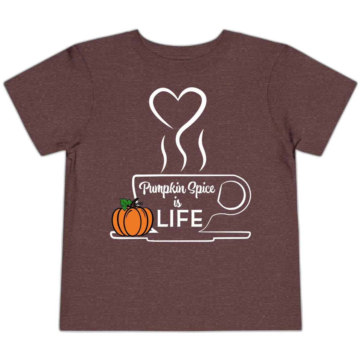 Pumpkin Spice Is Life Coffee Mug Toddler T-Shirt in Heather Maroon