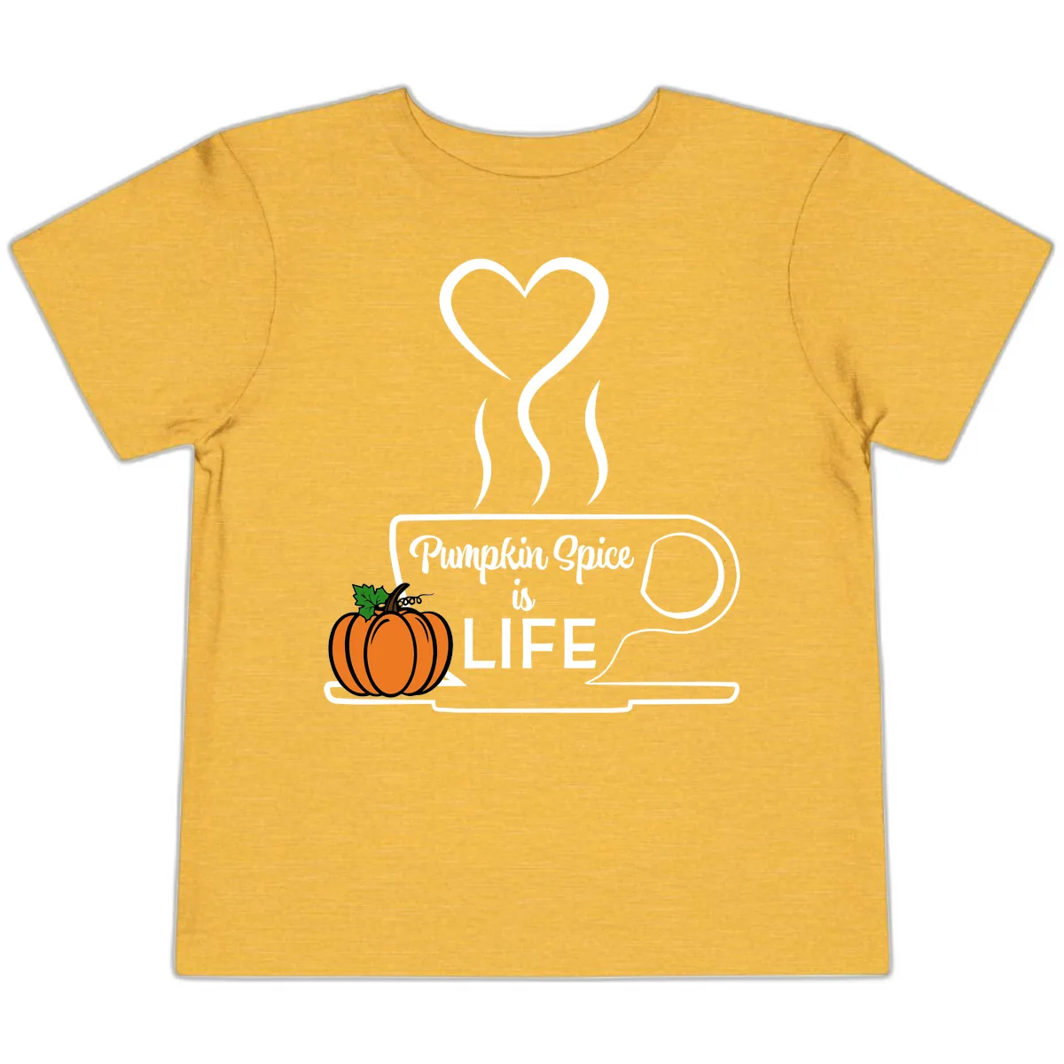 Pumpkin Spice Is Life Coffee Mug Toddler T-Shirt in Heather Yellow Gold