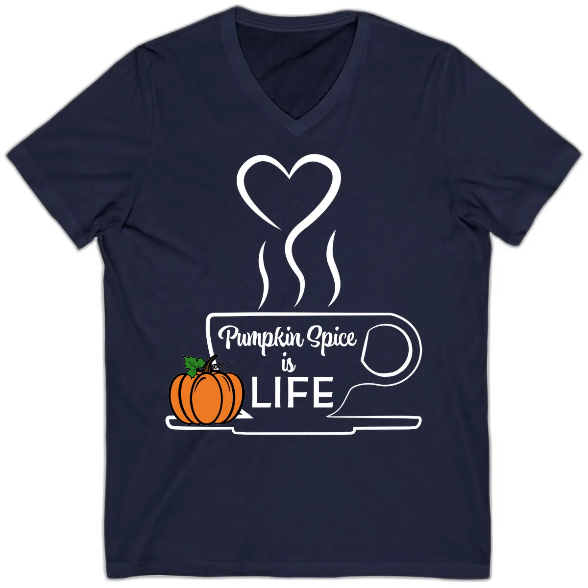 Pumpkin Spice Is Life Coffee Mug V-Neck in Navy
