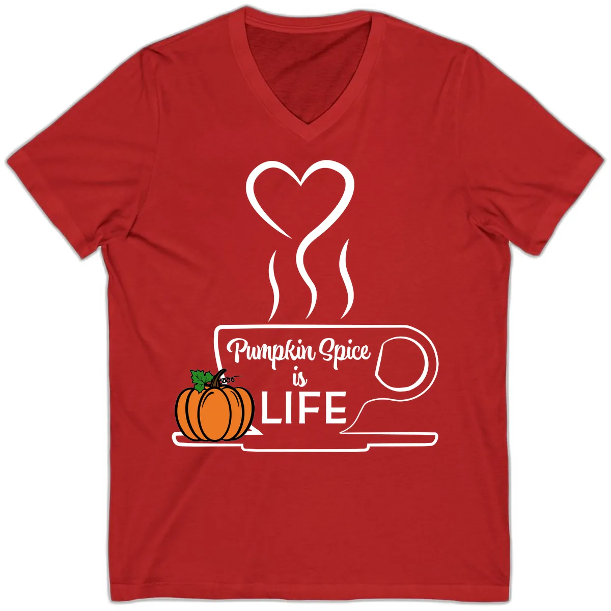 Pumpkin Spice Is Life Coffee Mug V-Neck in Red