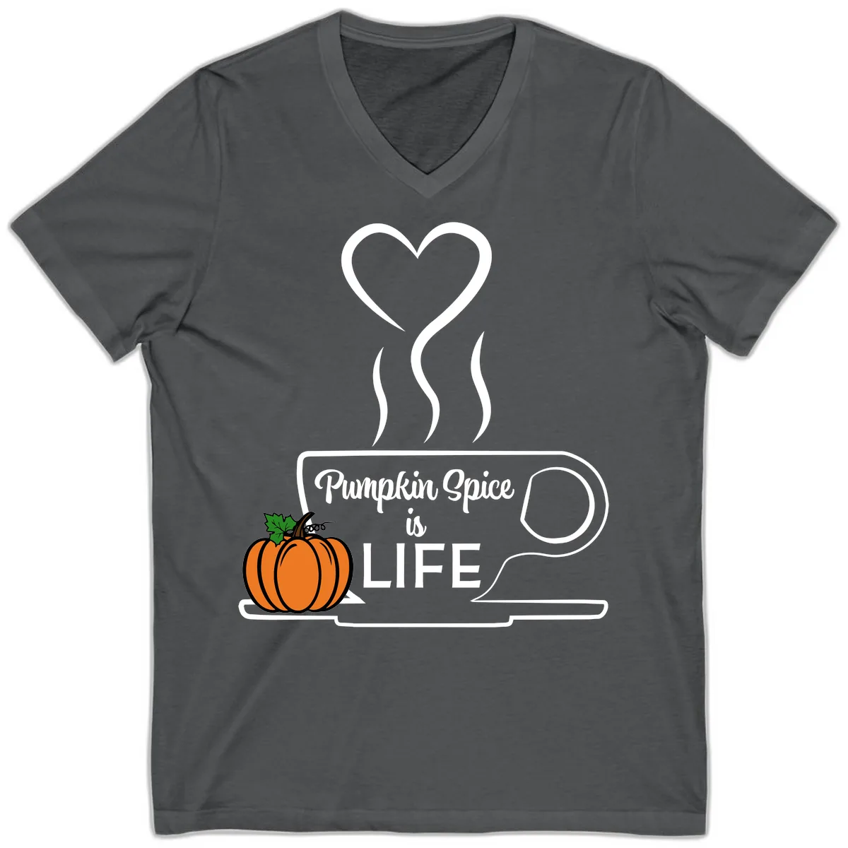 Pumpkin Spice Is Life Coffee Mug V-Neck in Asphalt