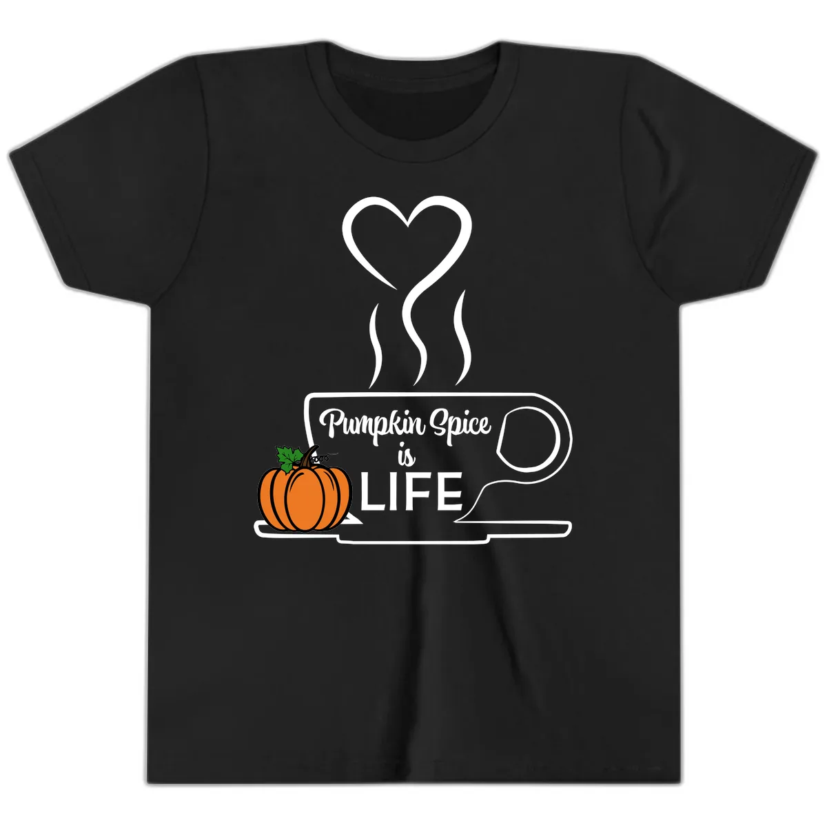 Pumpkin Spice Is Life Coffee Mug Youth T-Shirt in Black