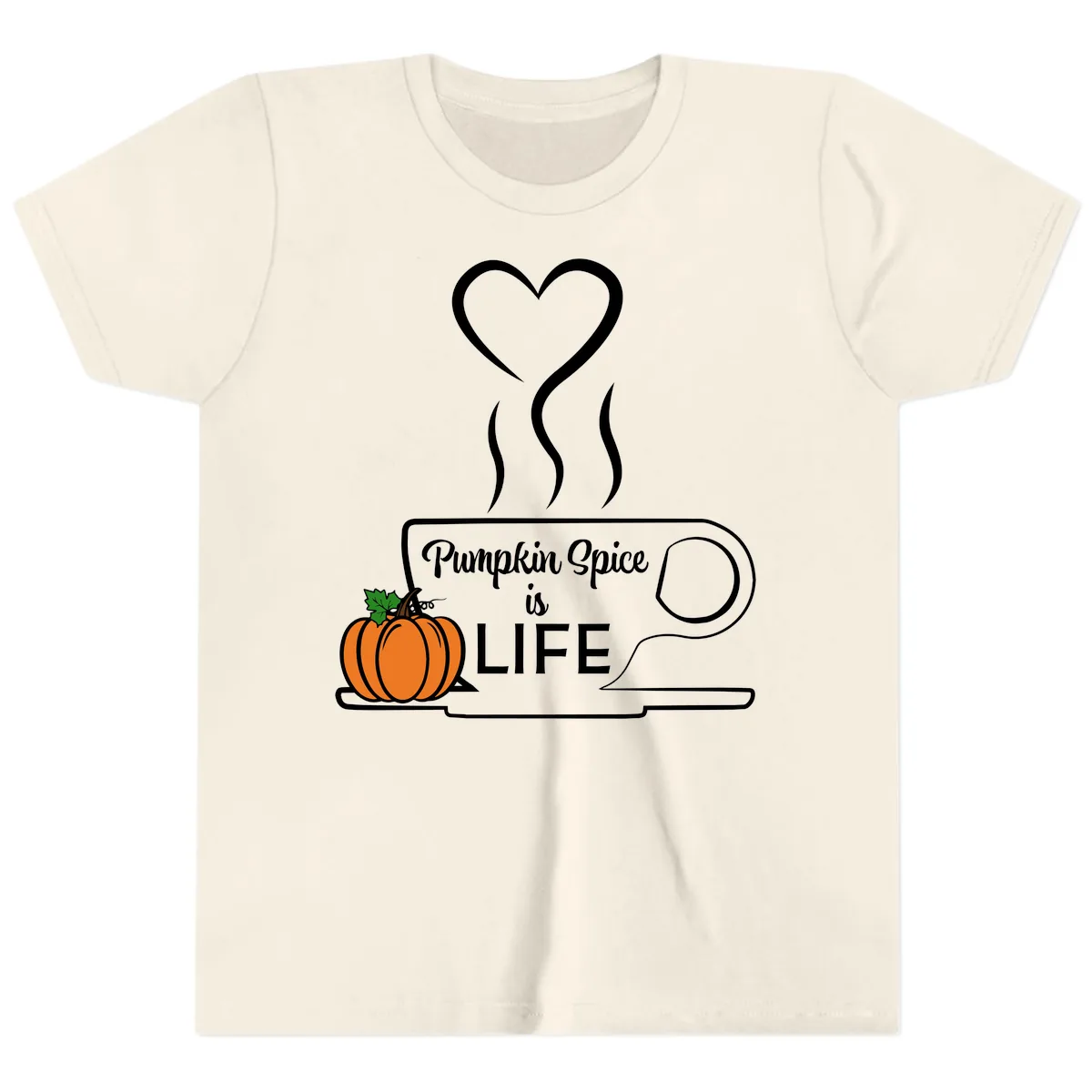 Pumpkin Spice Is Life Coffee Mug Youth T-Shirt in Natural