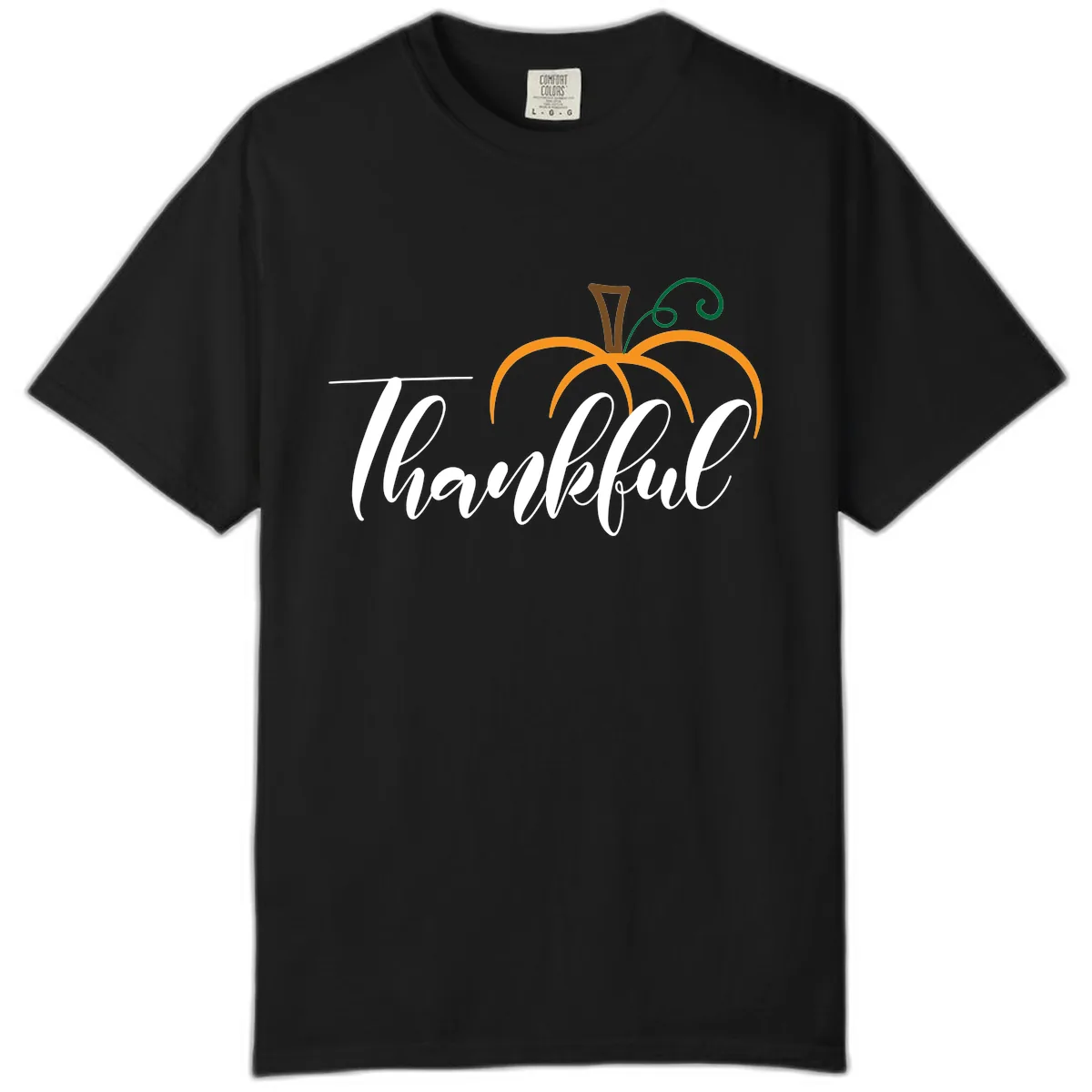 Simple Thankful Pumpkin Design Comfort Color in Black