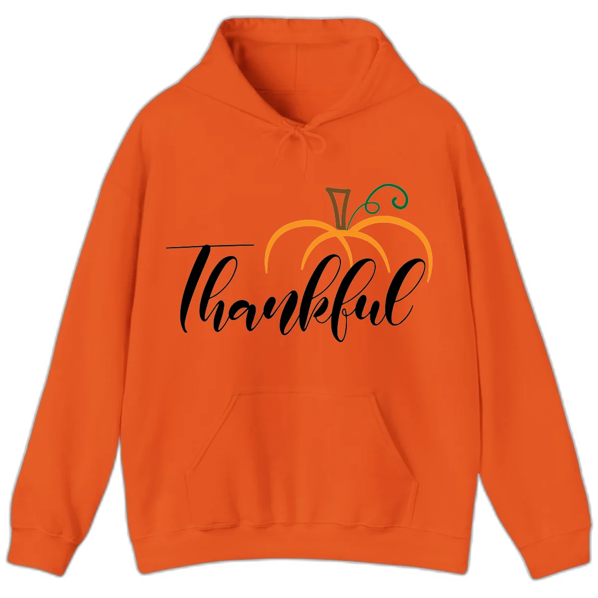 Simple Thankful Pumpkin Design Hoodie in Orange