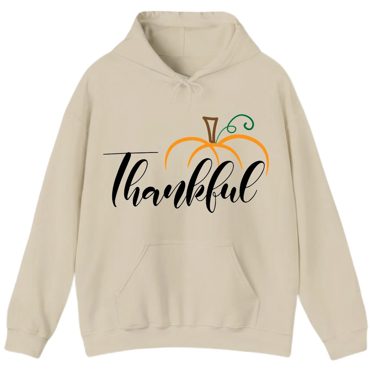 Simple Thankful Pumpkin Design Hoodie in Sand