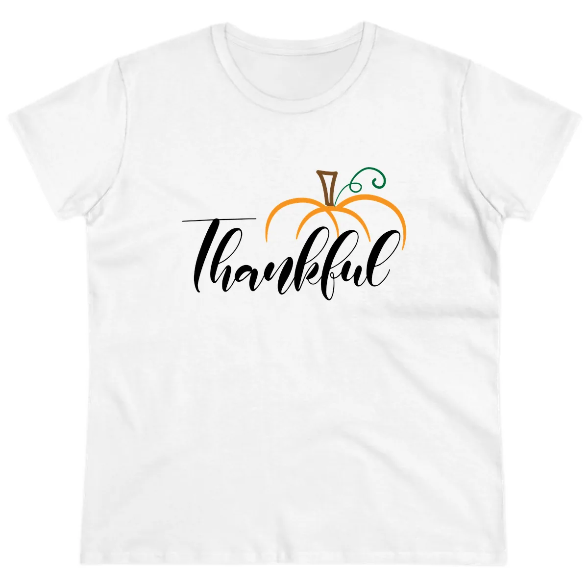 Simple Thankful Pumpkin Design Ladies Tee in White