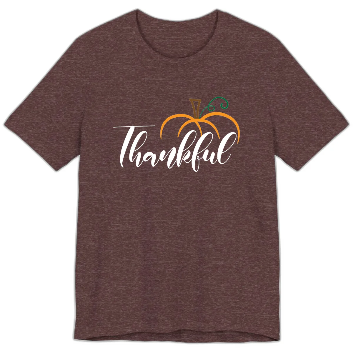 Simple Thankful Pumpkin Design Premium T-Shirt in Heather Maroon