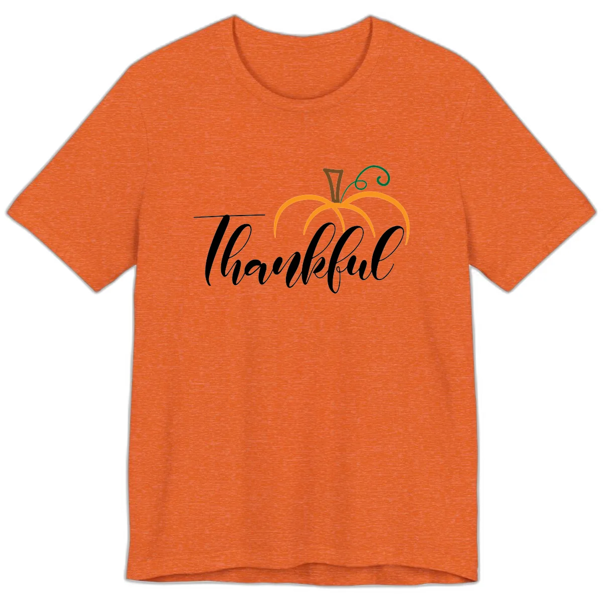 Simple Thankful Pumpkin Design Premium T-Shirt in Heather Orange