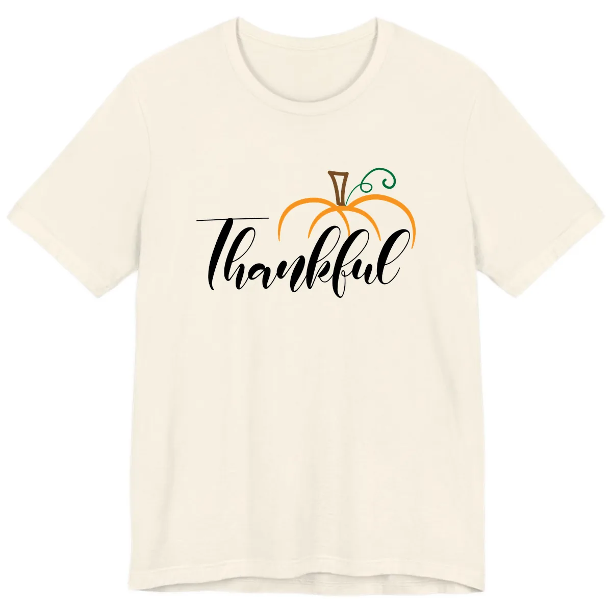 Simple Thankful Pumpkin Design Premium T-Shirt in Natural