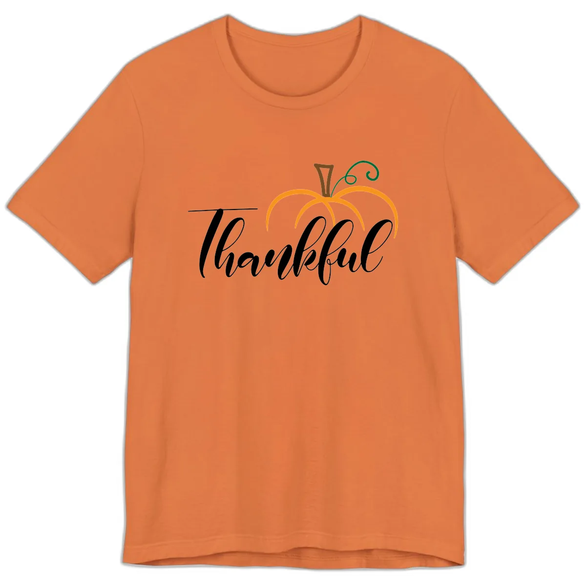 Simple Thankful Pumpkin Design Premium T-Shirt in Burnt Orange