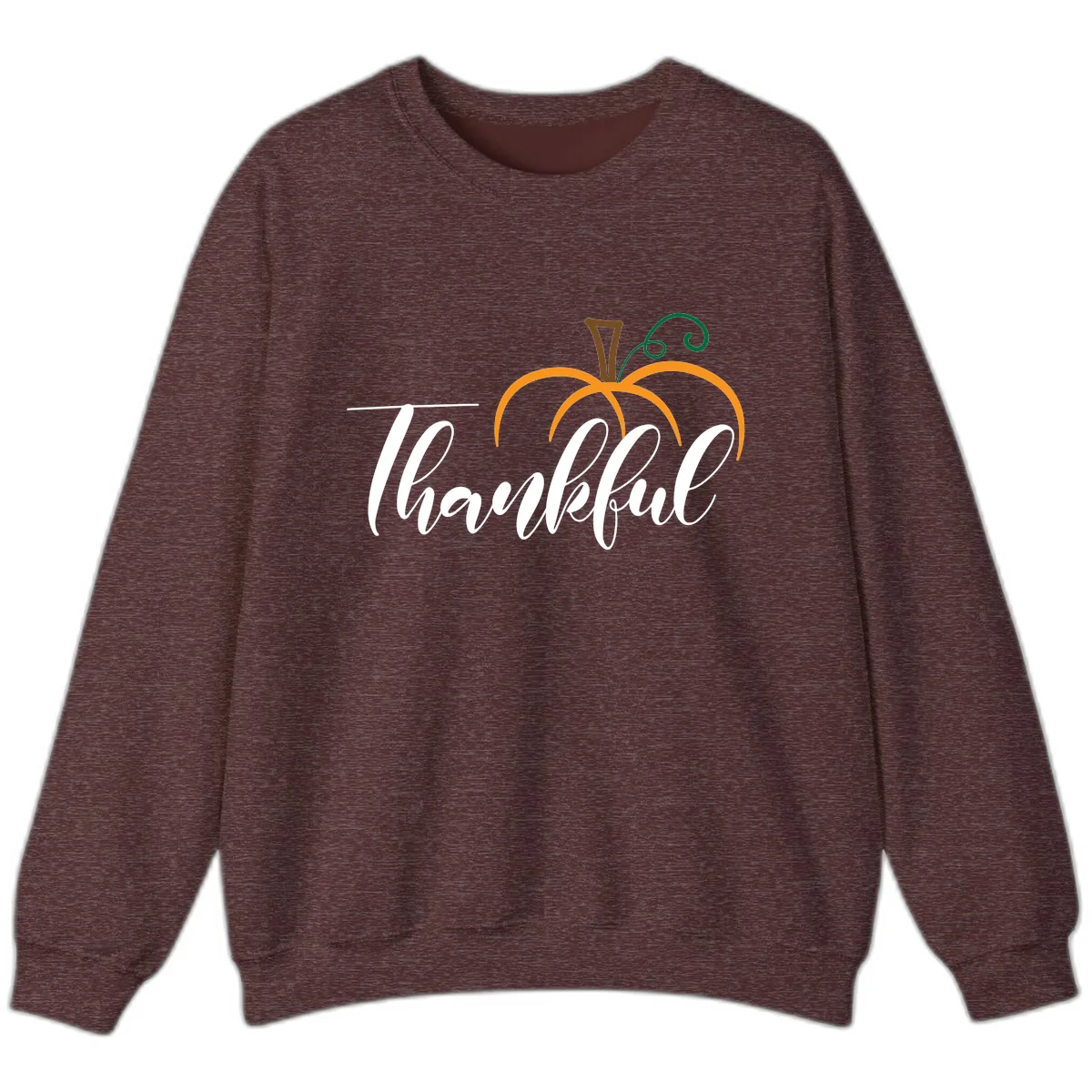 Simple Thankful Pumpkin Design Sweatshirt in Heather Sport Dark Maroon