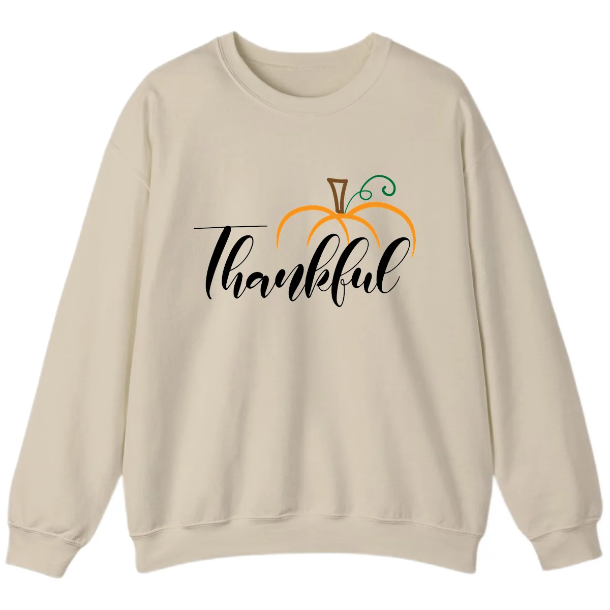 Simple Thankful Pumpkin Design Sweatshirt in Sand