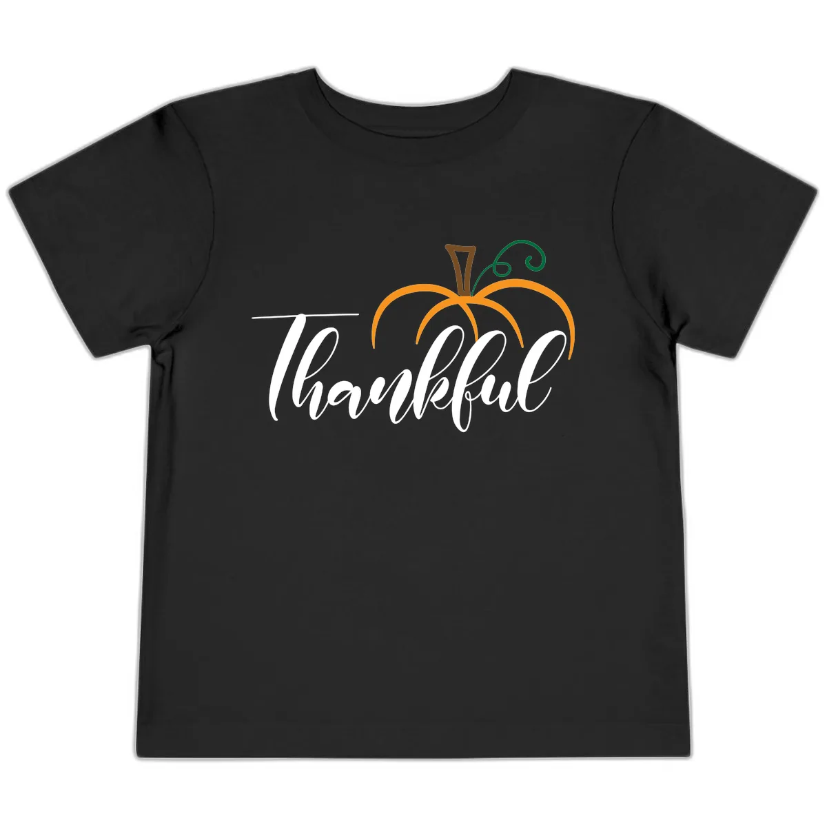 Simple Thankful Pumpkin Design Toddler T-Shirt in Black