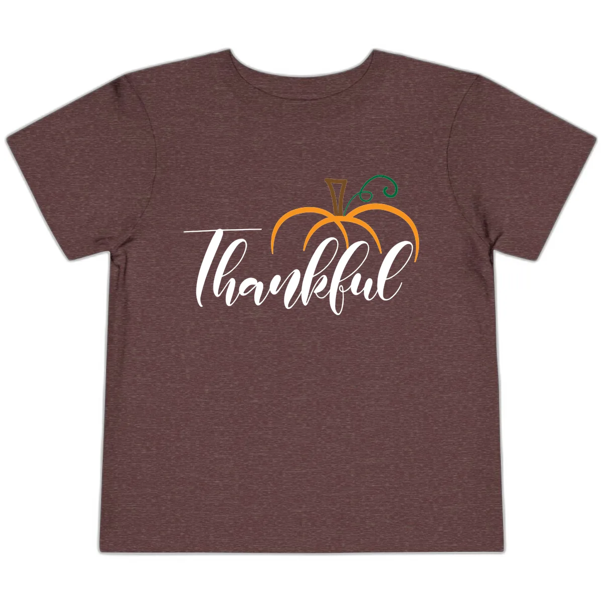 Simple Thankful Pumpkin Design Toddler T-Shirt in Heather Maroon