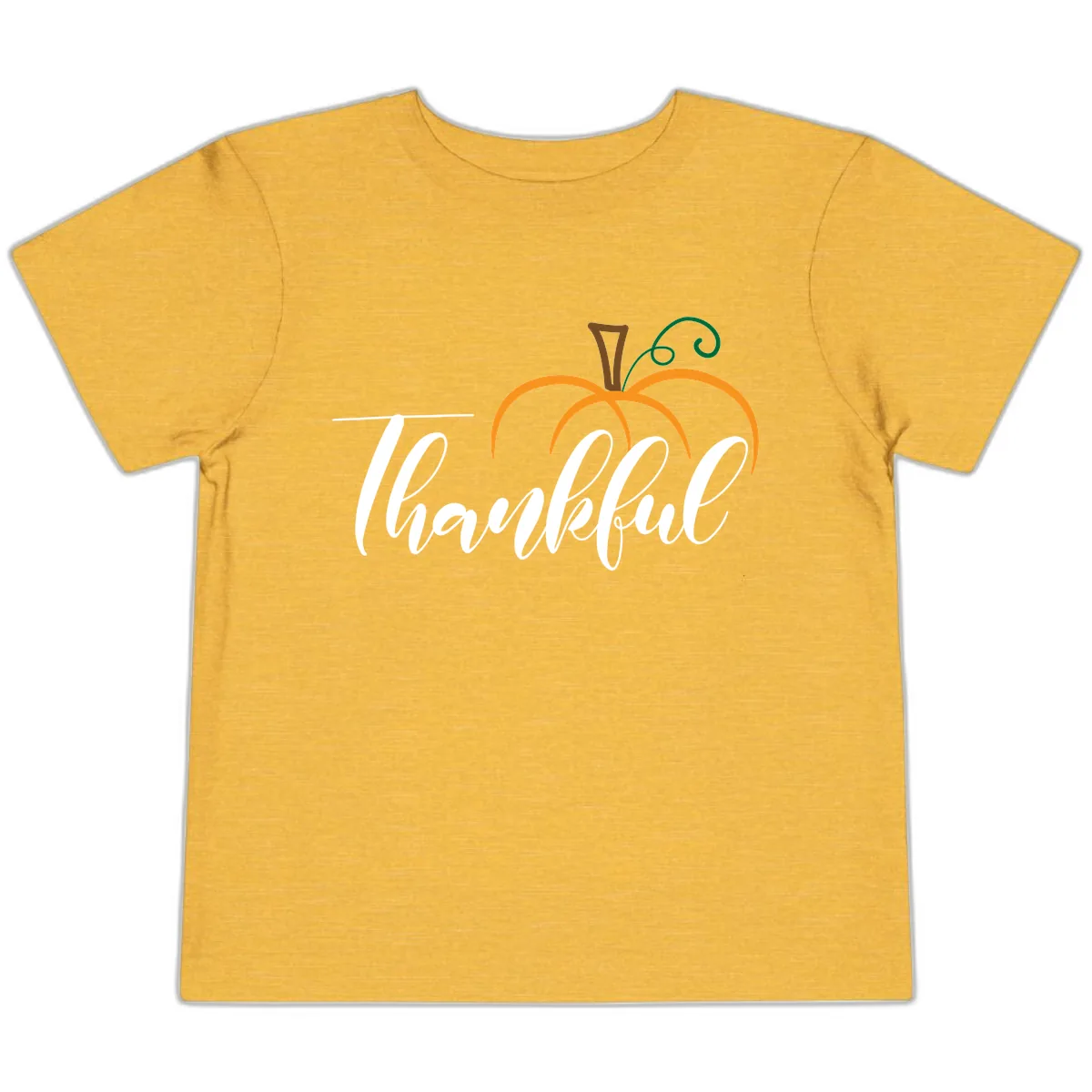 Simple Thankful Pumpkin Design Toddler T-Shirt in Heather Yellow Gold