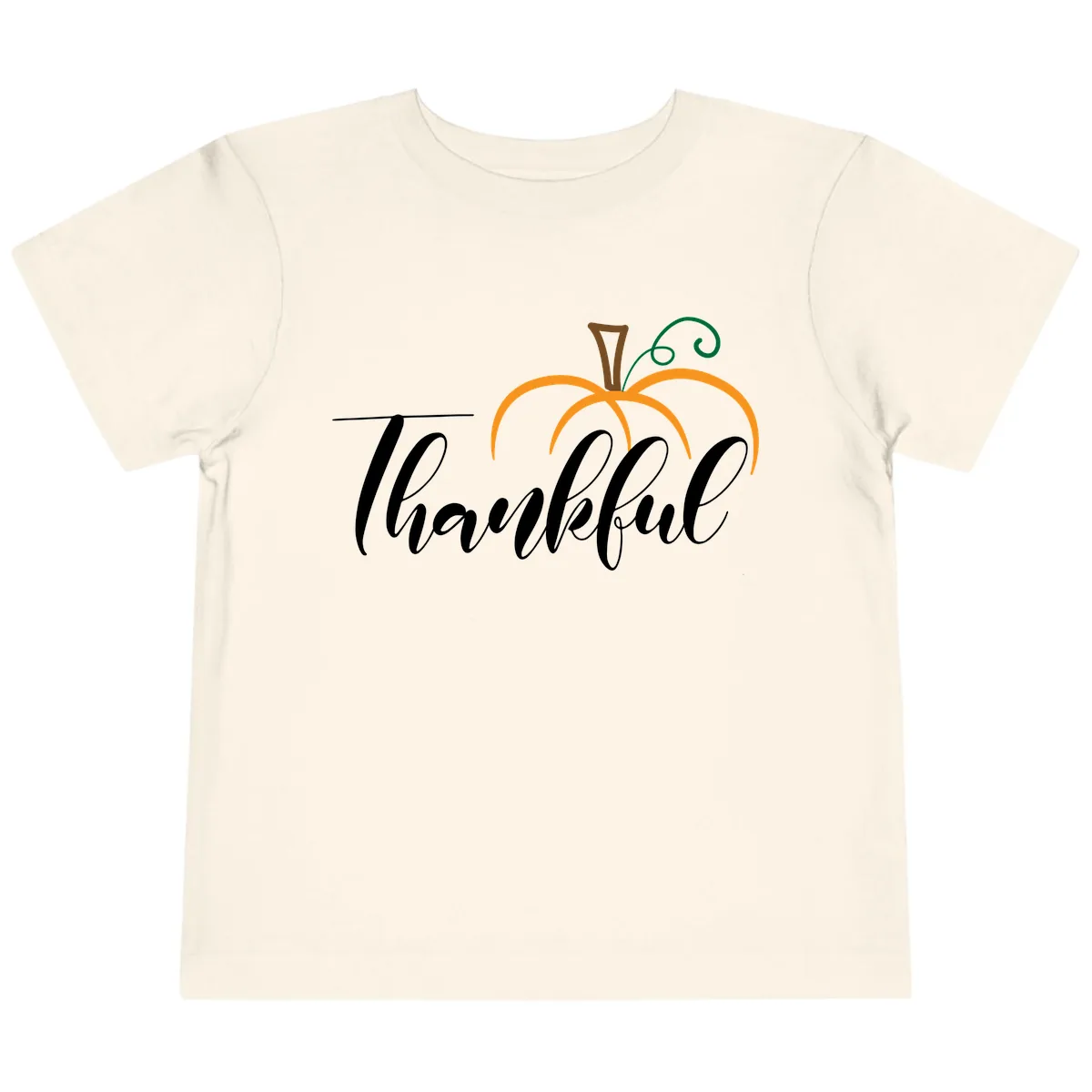 Simple Thankful Pumpkin Design Toddler T-Shirt in Natural