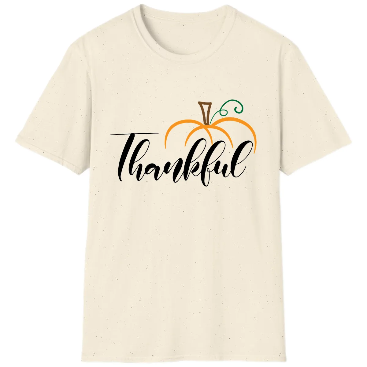 Simple Thankful Pumpkin Design T-Shirt in Natural
