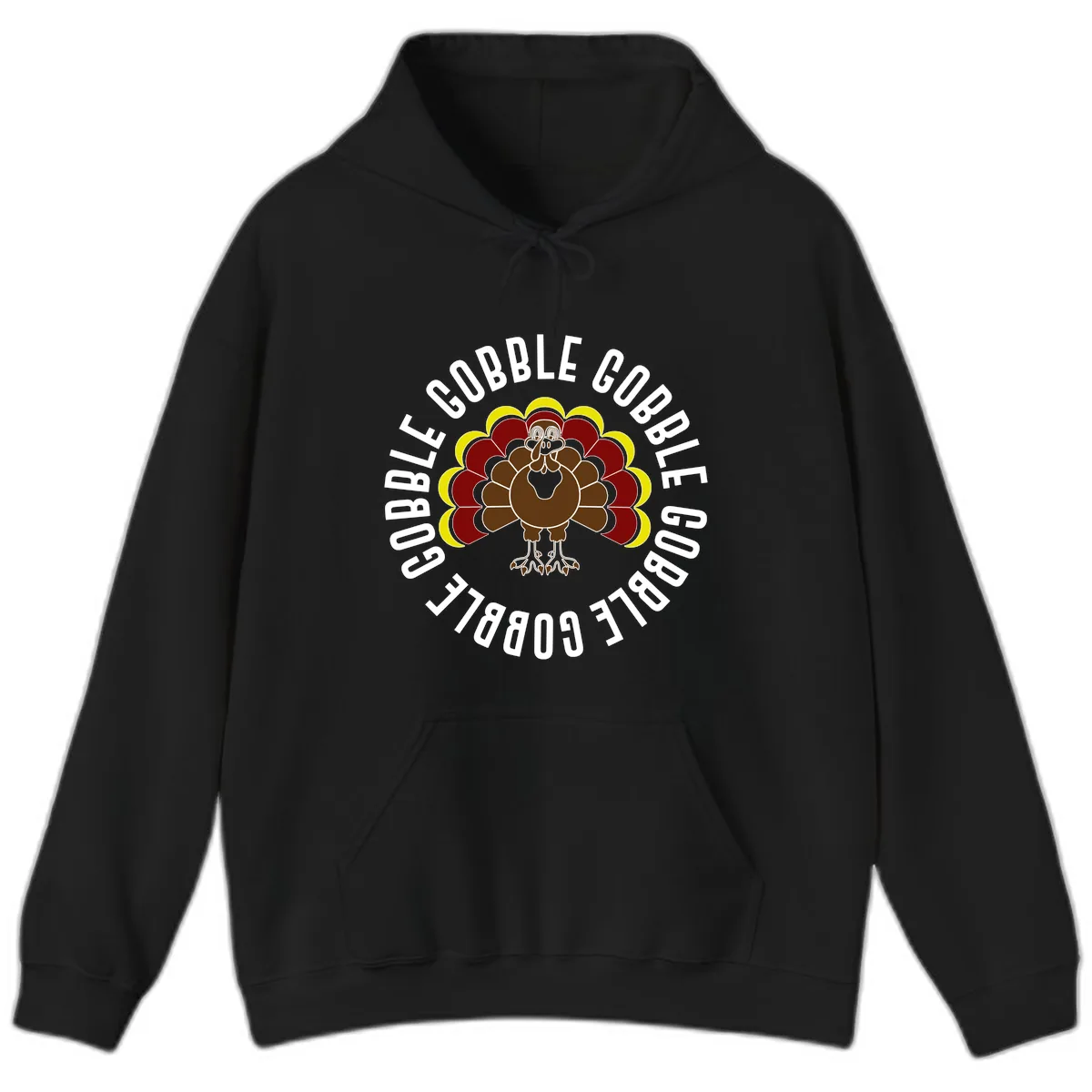 Gobble Gobble Turkey Thanksgiving Hoodie in Black