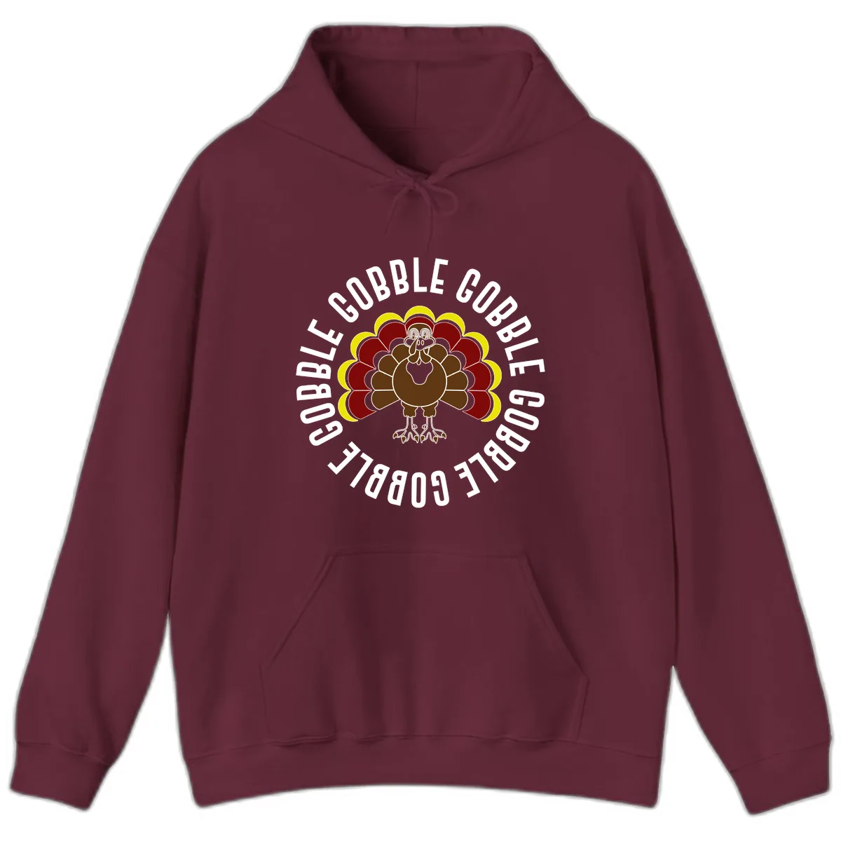 Gobble Gobble Turkey Thanksgiving Hoodie in Maroon