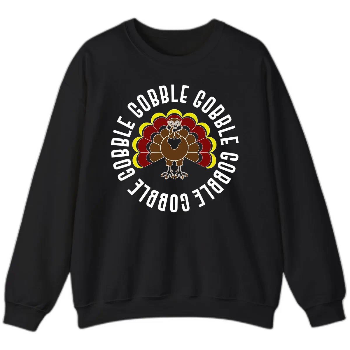 Gobble Gobble Turkey Thanksgiving Sweatshirt in Black
