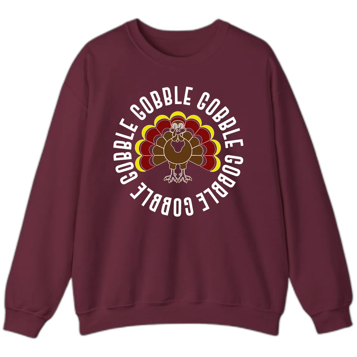Gobble Gobble Turkey Thanksgiving Sweatshirt in Maroon