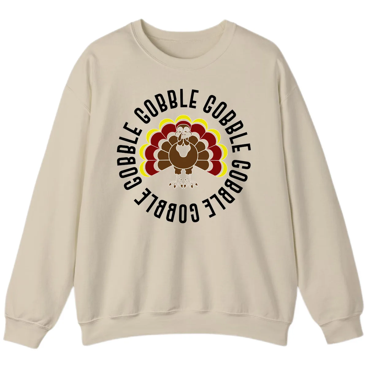 Gobble Gobble Turkey Thanksgiving Sweatshirt in Sand