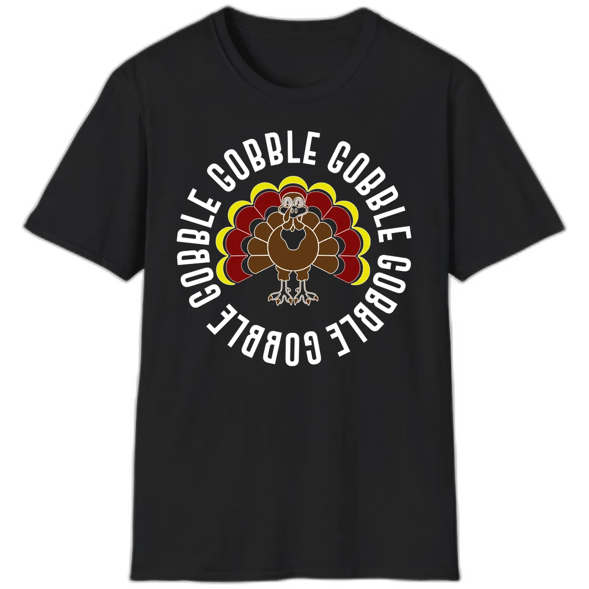 Gobble Gobble Turkey Thanksgiving T-Shirt in Black