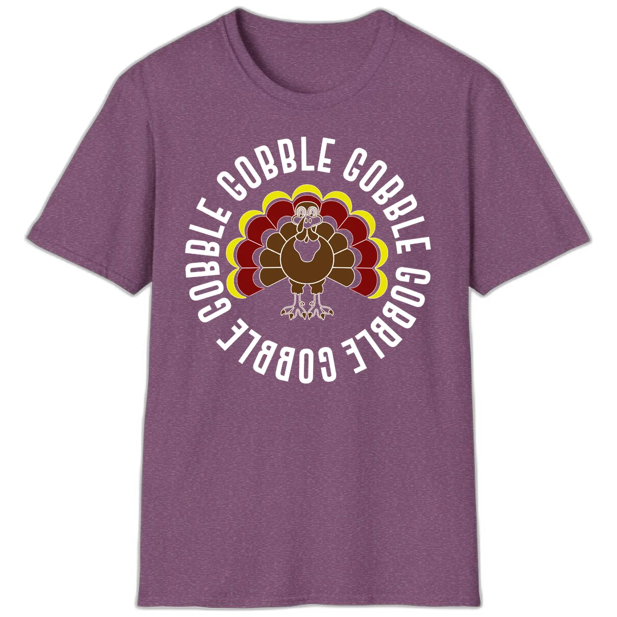 Gobble Gobble Turkey Thanksgiving T-Shirt in Heather Maroon