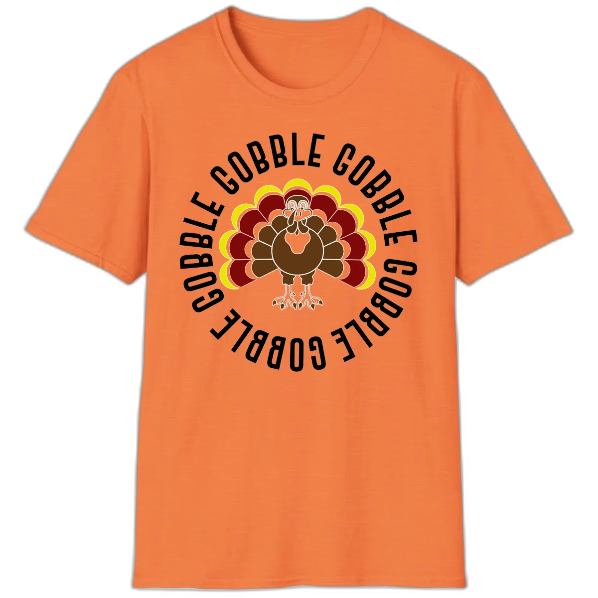 Gobble Gobble Turkey Thanksgiving T-Shirt in Heather Orange