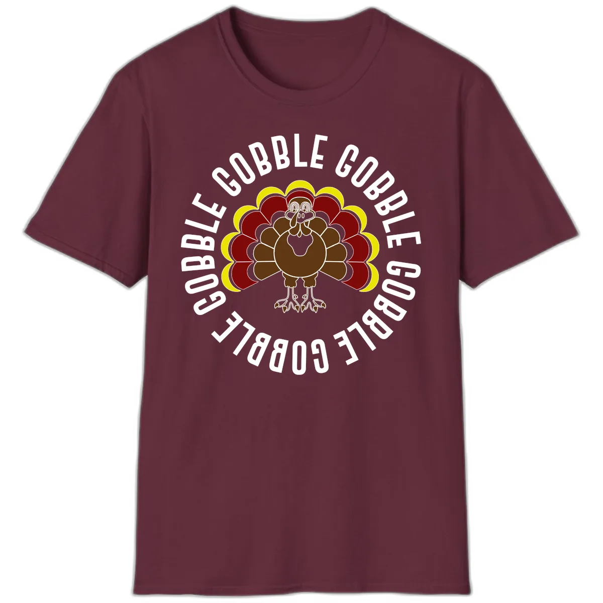 Gobble Gobble Turkey Thanksgiving T-Shirt in Maroon