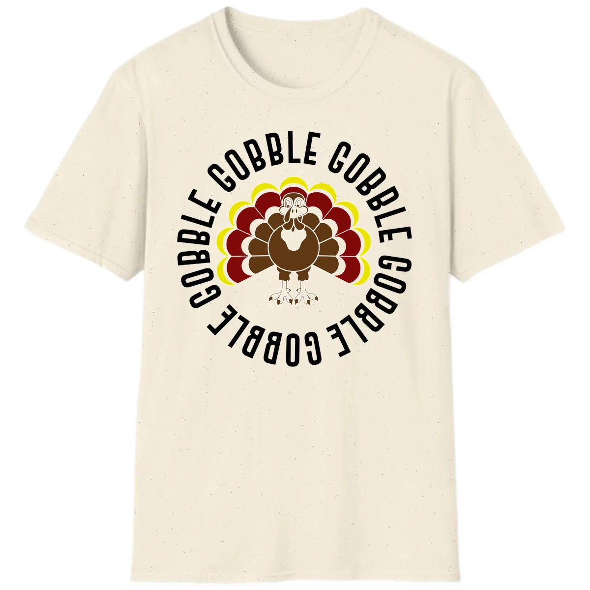 Gobble Gobble Turkey Thanksgiving T-Shirt in Natural