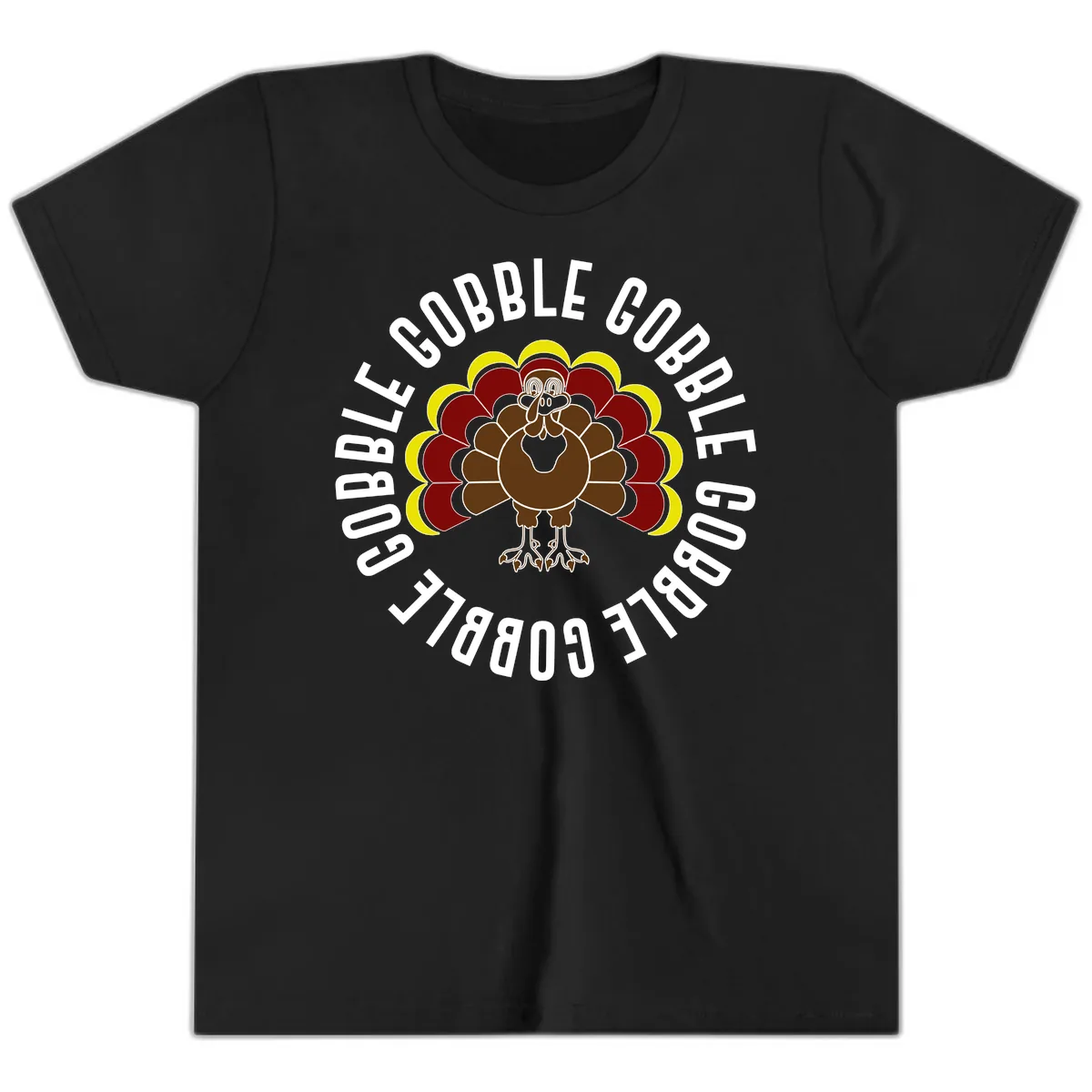 Gobble Gobble Turkey Thanksgiving Youth T-Shirt in Black