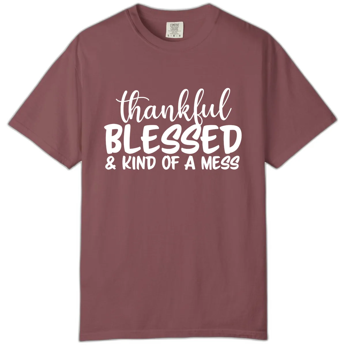 Thankful Blessed Kind Of A Mess Comfort Color in Brick