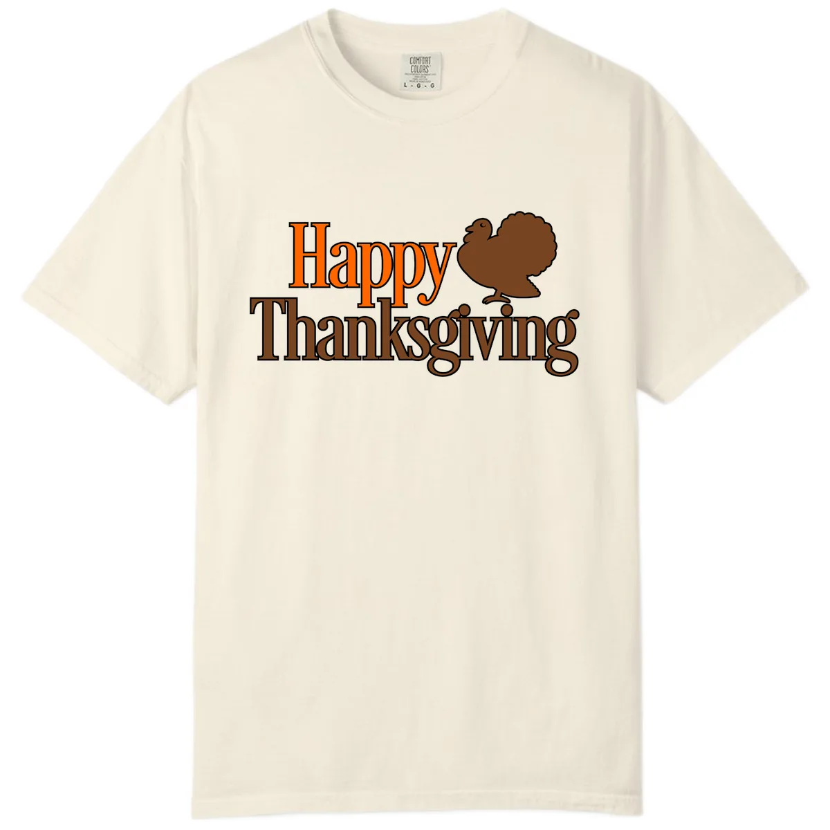 Happy Thanksgiving Turkey Illustration Comfort Color in Ivory