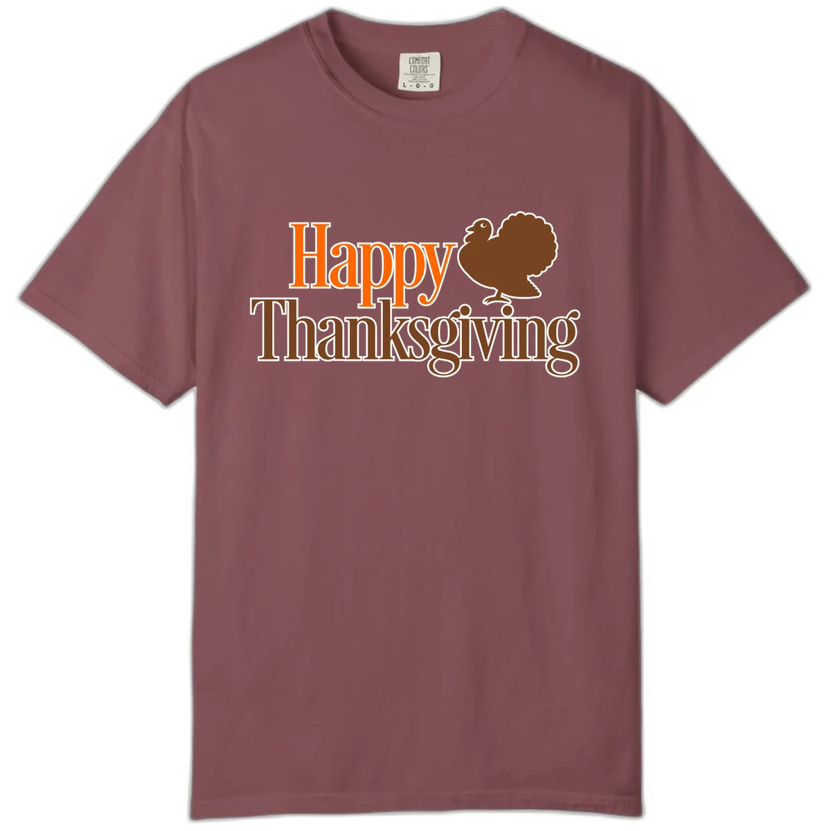 Happy Thanksgiving Turkey Illustration Comfort Color in Brick