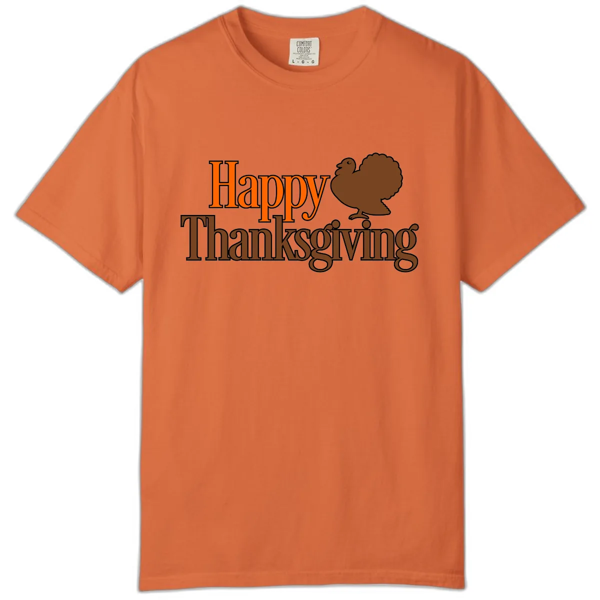 Happy Thanksgiving Turkey Illustration Comfort Color in Burnt Orange