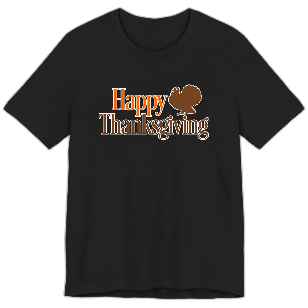 Happy Thanksgiving Turkey Illustration Premium T-Shirt in Black