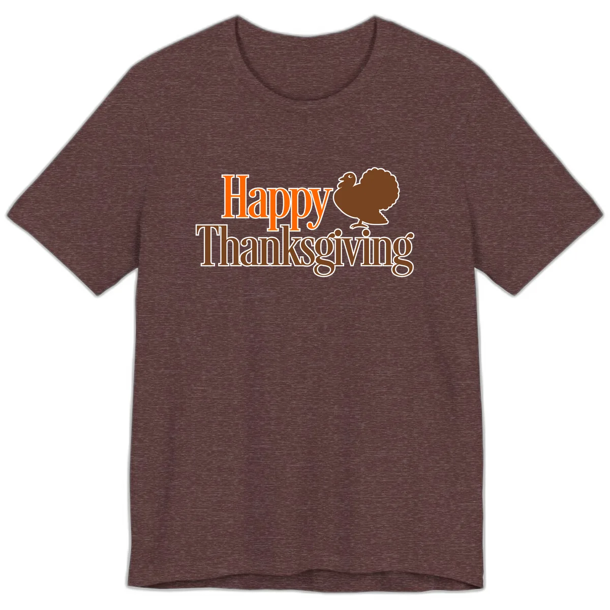 Happy Thanksgiving Turkey Illustration Premium T-Shirt in Heather Maroon