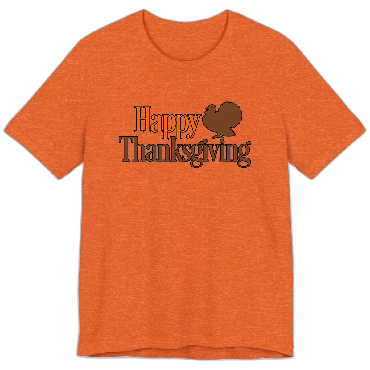 Happy Thanksgiving Turkey Illustration Premium T-Shirt in Heather Orange