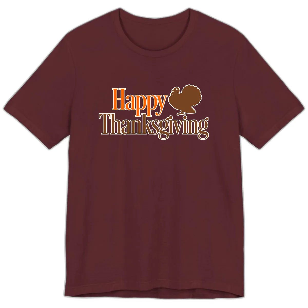 Happy Thanksgiving Turkey Illustration Premium T-Shirt in Maroon